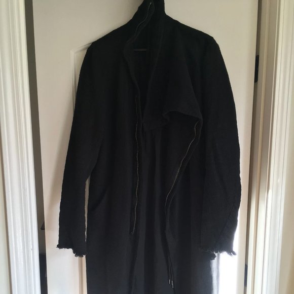 Oversized Draping Knitted Cloak Coat with Frayed - Picture 1 of 15